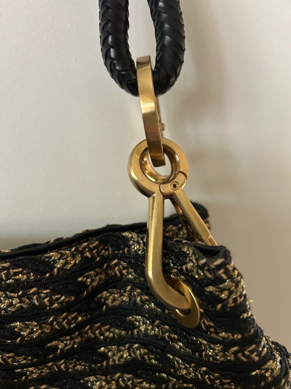Eric Javits Squishee Elegant Black & Gold Woven Tote Bag - Designer Style - Picture 3 of 9